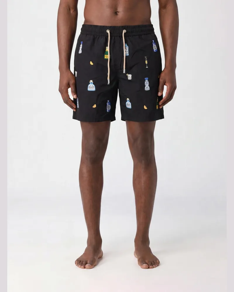 MC2 Saint Barth Polyester-Badeshorts mit elastischem Kordelzugbund Schwarz