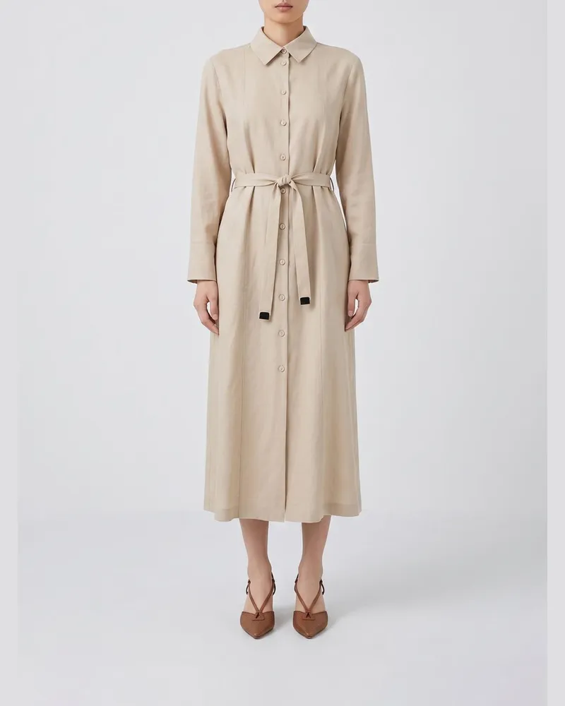 Max Mara Nordica Hemdblusenkleid aus Leinenmischung Beige
