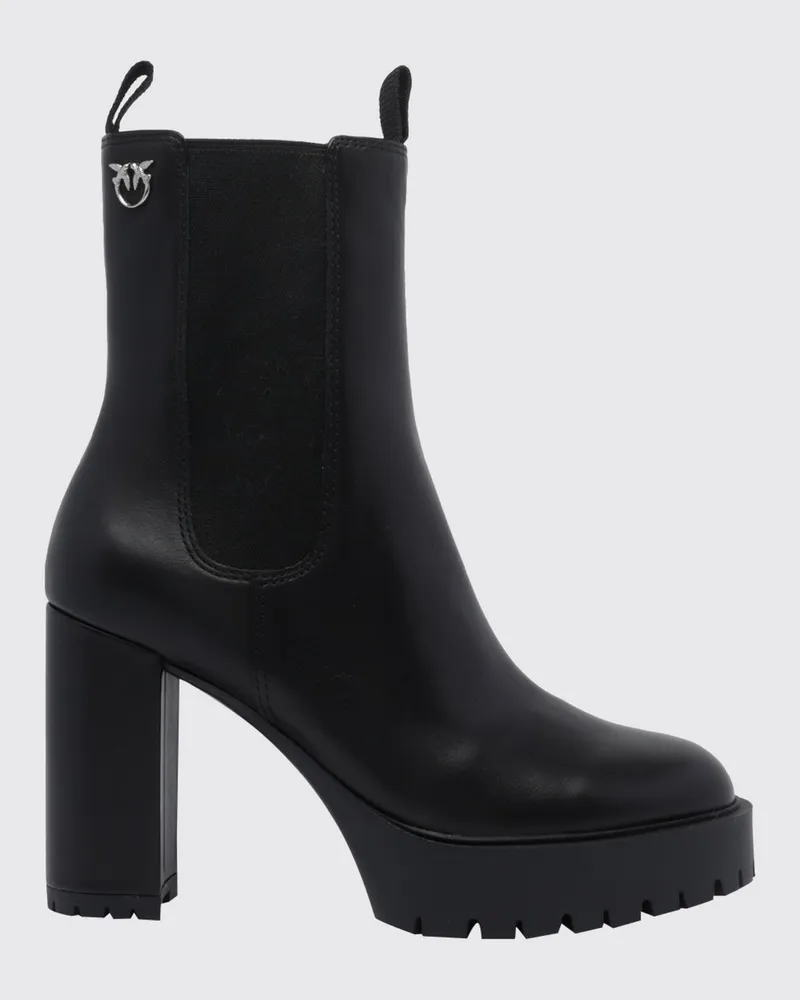 Pinko Chelsea-Boots Clara aus Leder mit Plateausohle und Love Birds-Logo Schwarz