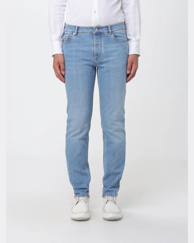 Brunello Cucinelli Straight-Fit Jeans mit mittlerer Leibhöhe aus Baumwolldenim Hellblau