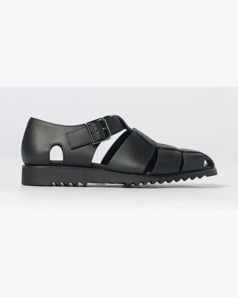 Paraboot Perforierte Glattleder-Sandalen mit Knöchelriemen Schwarz