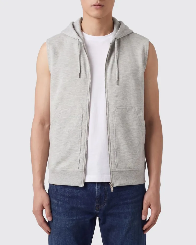 Brunello Cucinelli Kapuzenpullover mit Reißverschluss aus Baumwollmischung Dust