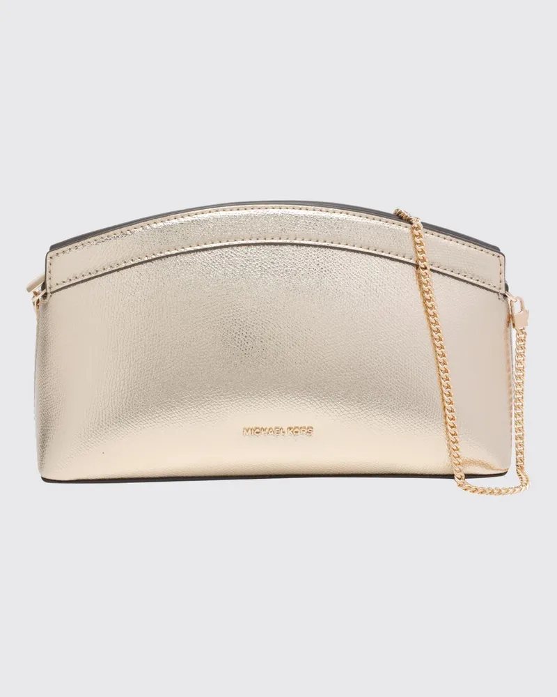 Michael Kors Athena Clutch aus laminiertem Leder mit Kettenriemen Gold