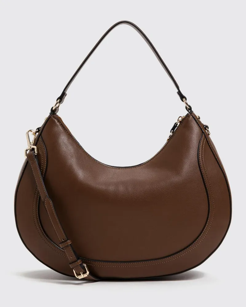 Twin-Set Hobo-Tasche aus Kunstleder mit abnehmbarem und verstellbarem Riemen Kaffee