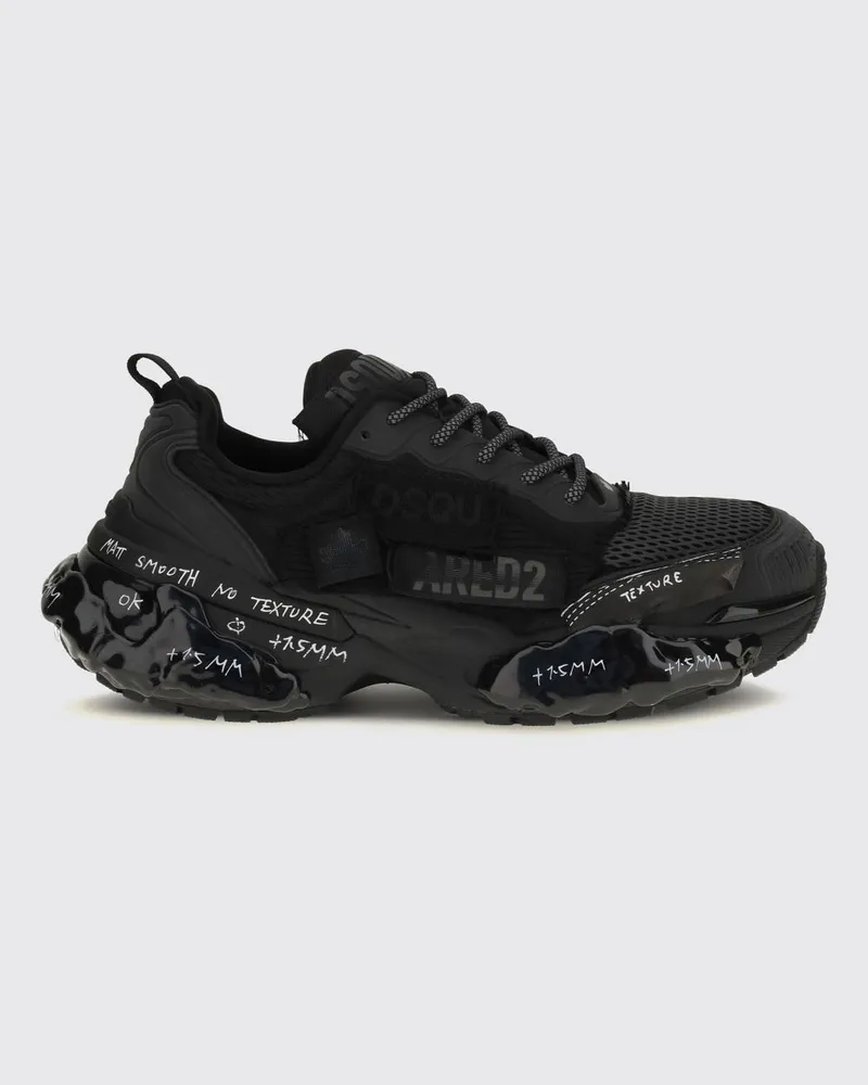 Dsquared2 Low-Top-Sneakers Faster mit Slogan-Print und gekerbter Sohle Schwarz