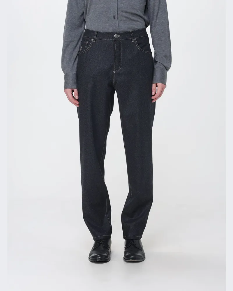 Brunello Cucinelli Five-Pocket-Jeans mit geradem Bein aus Wollfilz Grau