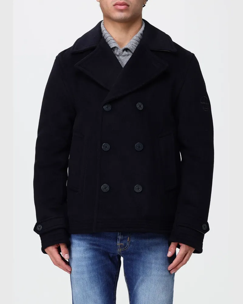 Murphy & Nye Zweireihiger Woll-Caban mit Revers und Manschettenriemen Blau