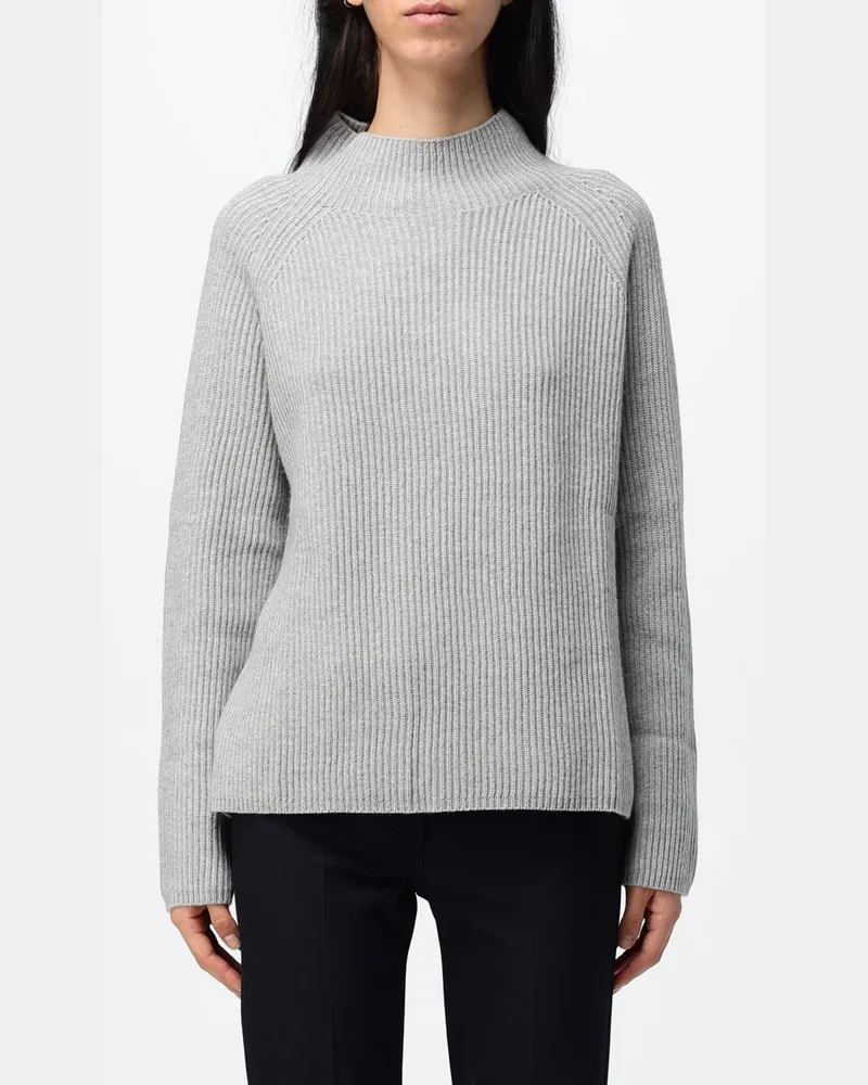Max Mara Max Mara Gerippter Rollkragenpullover aus Wolle und Kaschmir mit überschnittenen Schultern Grau