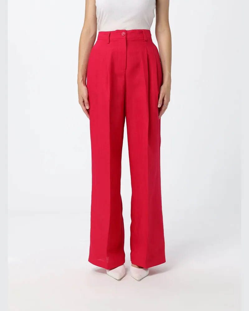 Twin-Set Klassische Hose aus Leinenmischung Fuchsia