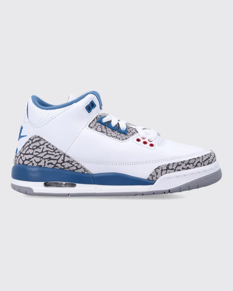 Nike Hohe Air Jordan 3 Retro Leder-Sneaker für Jungen mit Streifenmuster Weiß
