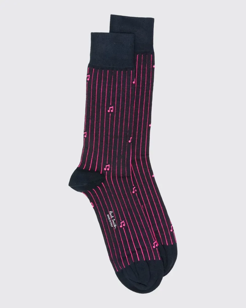 Paul Smith Wadenhohe gestreifte Socken mit Grafikdruck aus Baumwolle Navy
