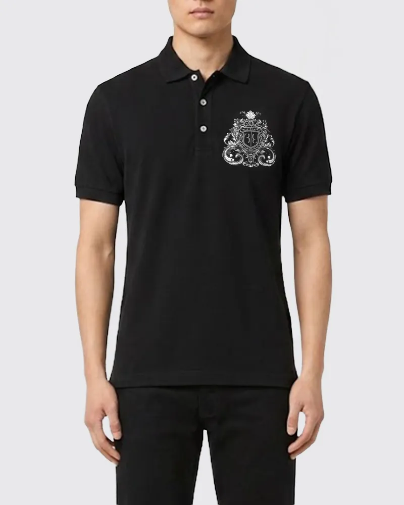Billionaire Baumwoll-Polohemd mit Logo-Emblem Schwarz