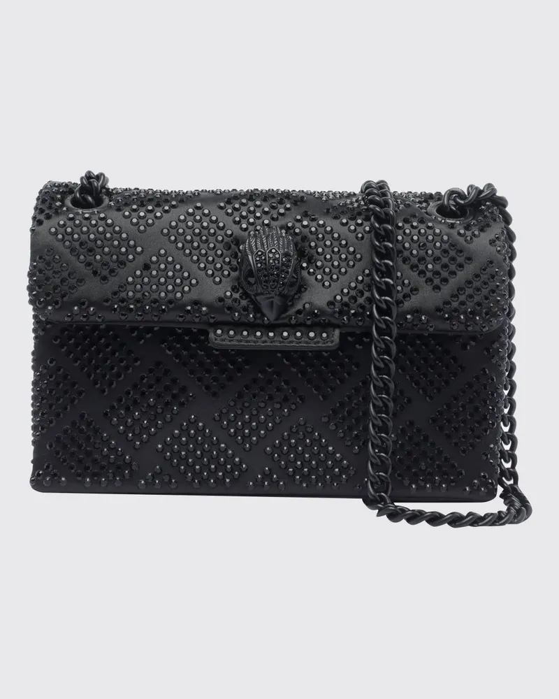 Kurt Geiger Kensington Mini-Schultertasche aus schwarzem Stoff mit Strass Schwarz