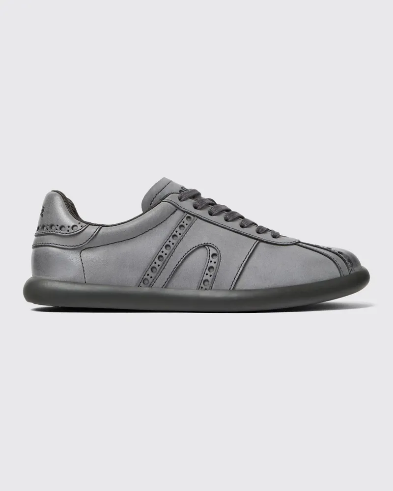 Camper Nachhaltige Low-Top-Sneaker Twins aus Kalbsleder mit Broguemuster Grau