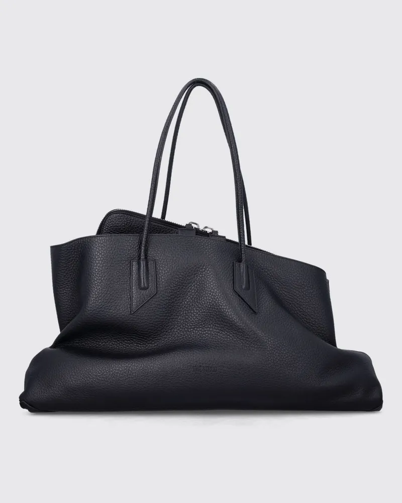 ATTICO La Passeggiata Schultertasche aus gehämmertem Kalbsleder Schwarz