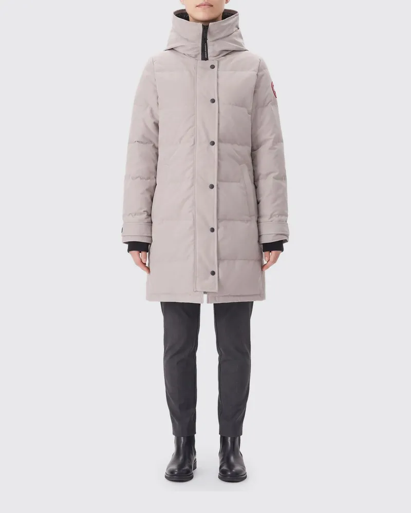 Canada Goose Langer Daunenmantel von aus Bio-Baumwolle mit Kapuze und Logo-Patch Beige