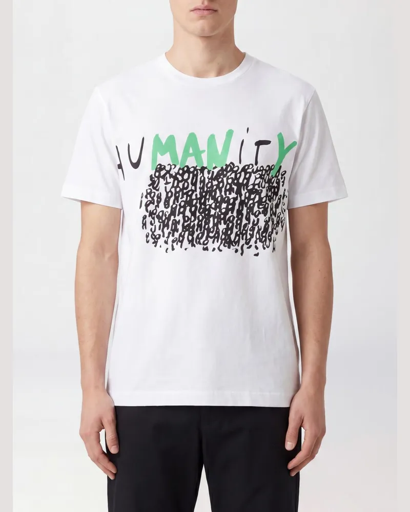 Comme des Garçons Slim Fit Baumwoll-T-Shirt mit Grafikdruck Weiß