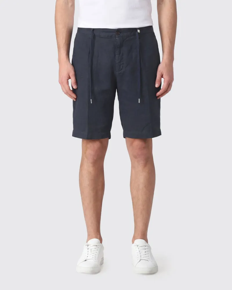 MYTHS Leinen-Shorts mit Kordelzug Blau