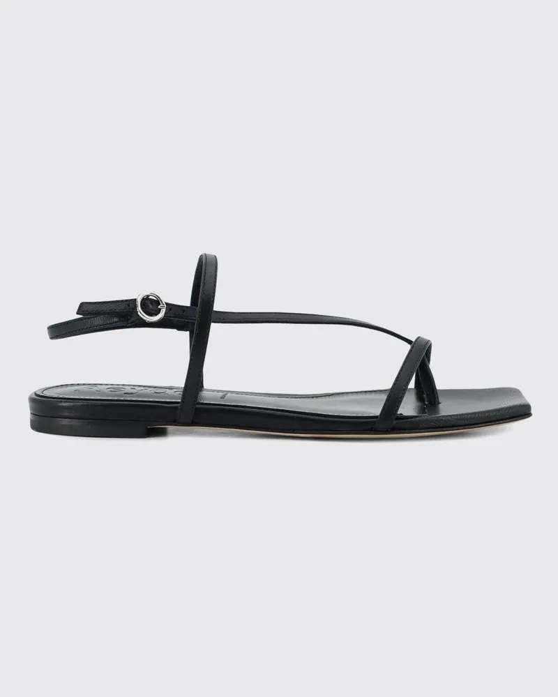 aeyde Slingback-Sandalen aus Glattleder mit niedrigem Absatz und eckiger Spitze Schwarz