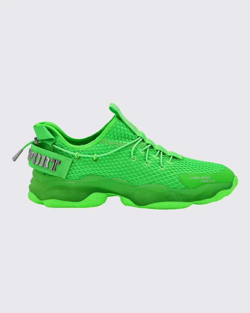 Philipp Plein Hyper Sport Low-Top-Sneakers aus Mesh mit appliziertem Logo und Zuglasche Grün