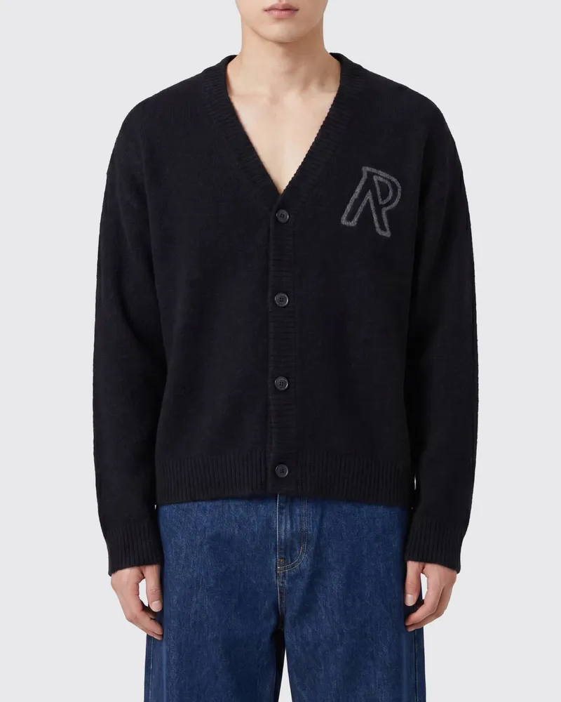 REPRESENT V-Ausschnitt Cardigan von aus Alpakawollmischung mit Jacquard-Logo Schwarz