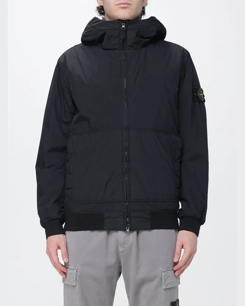 Stone Island Crinkle Reps NY Nylon-Windbreaker mit Kapuze und Logo Schwarz