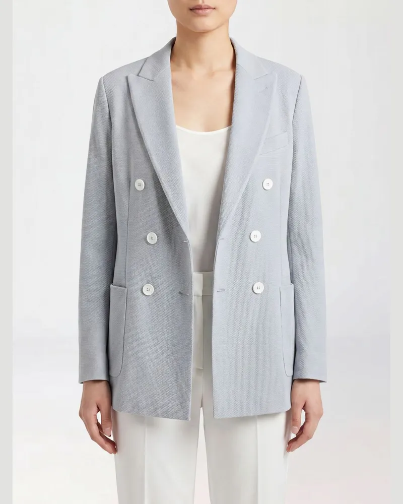 CIRCOLO 1901 Zweireihiger Blazer von aus Wollmischung mit aufgesetzten Taschen Blau