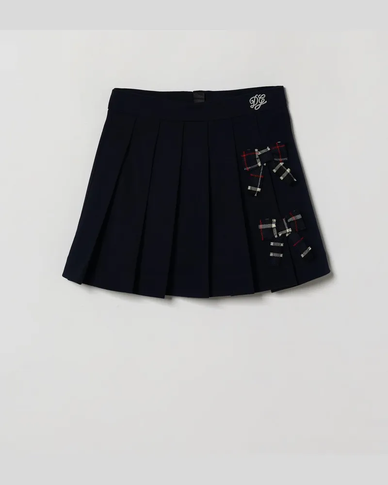 Dolce & Gabbana DOLCE  GABBANA Plissierter Minirock von Dolce & Gabbana für Mädchen aus Schurwolle mit Schleife Blau