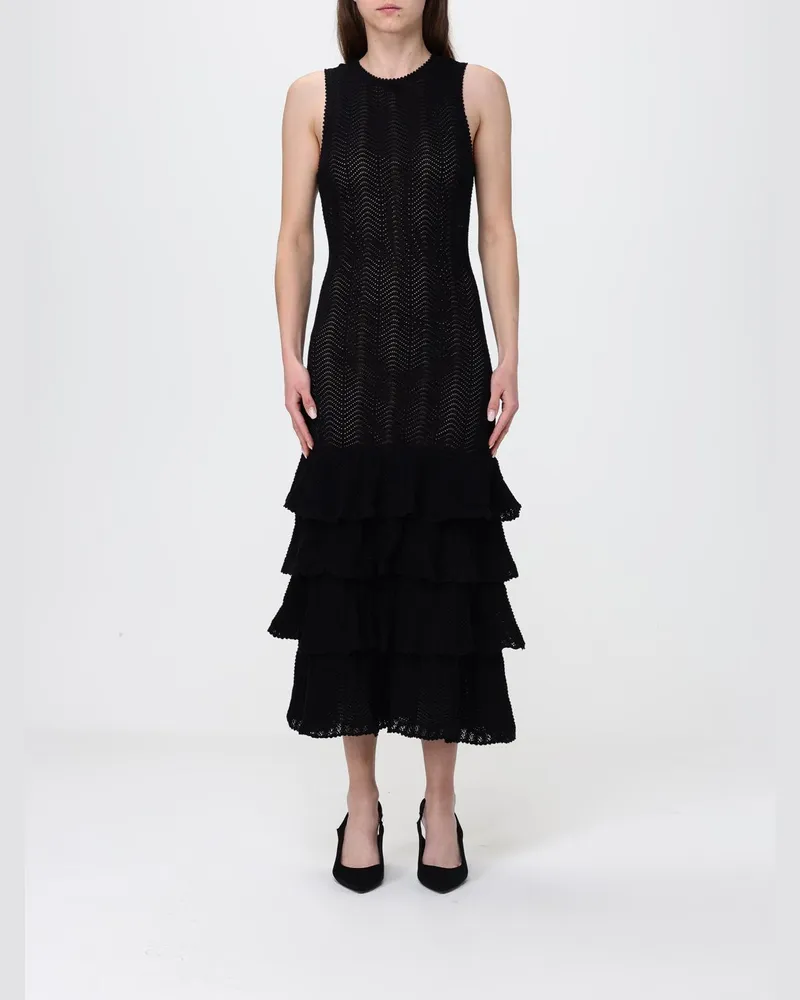 Twin-Set Midikleid aus Baumwollstrick Schwarz