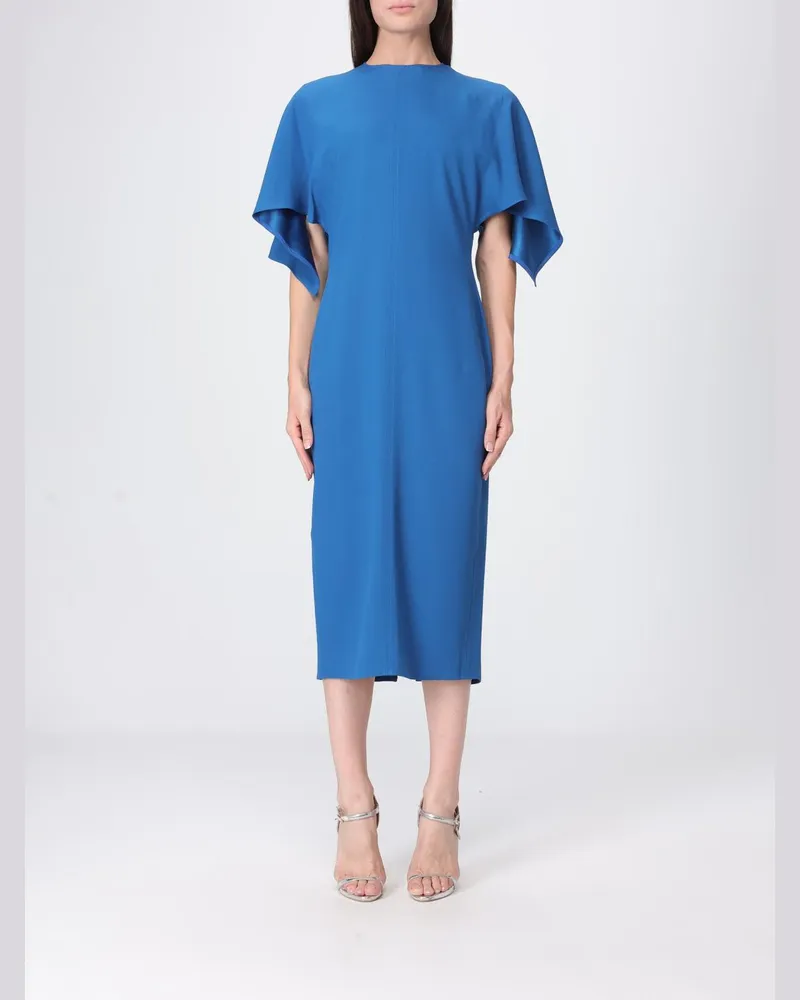 Stella McCartney Crêpe-Miditunika mit Tropfenausschnitt hinten Blau