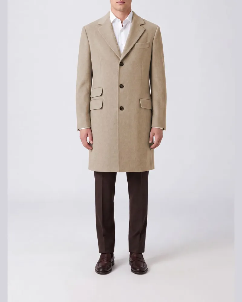 Brunello Cucinelli Einreihiger Mantel aus reinem Kaschmir mit fallendem Revers Grau