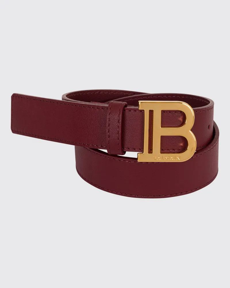 Balmain Ledergürtel von für Jungen mit PB-Labyrinth-Monogramm-Schnalle Burgunderrot