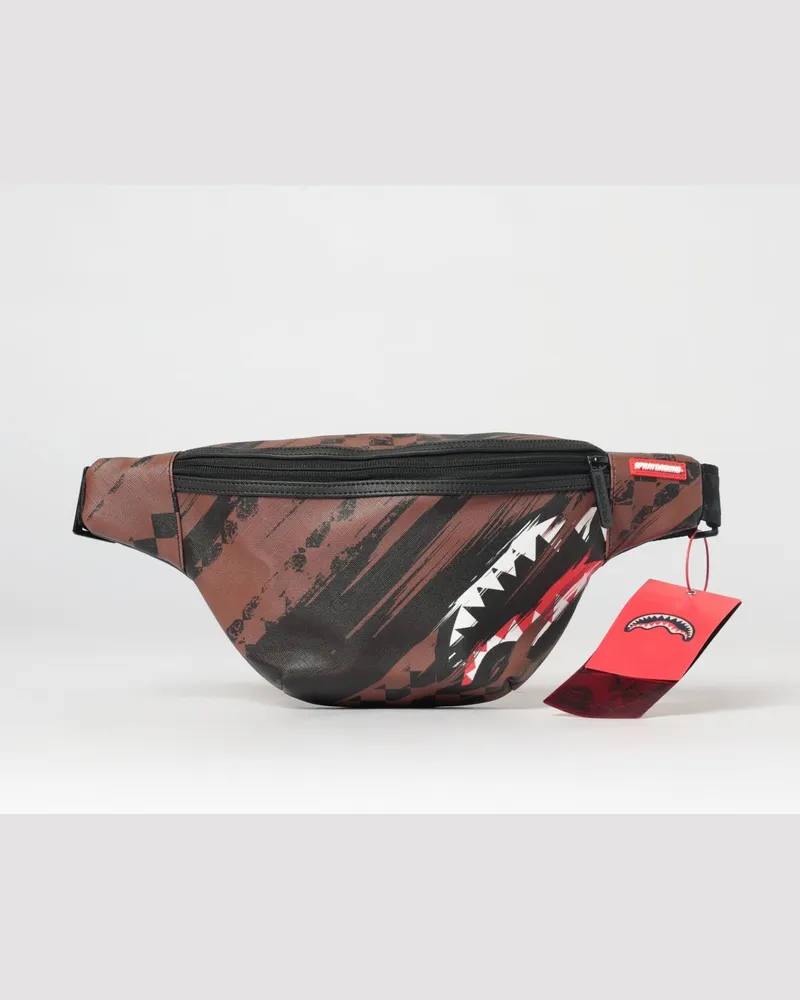 Sprayground Gürteltasche aus bedruckter Saffiano-beschichteter Baumwolle mit Logo Braun