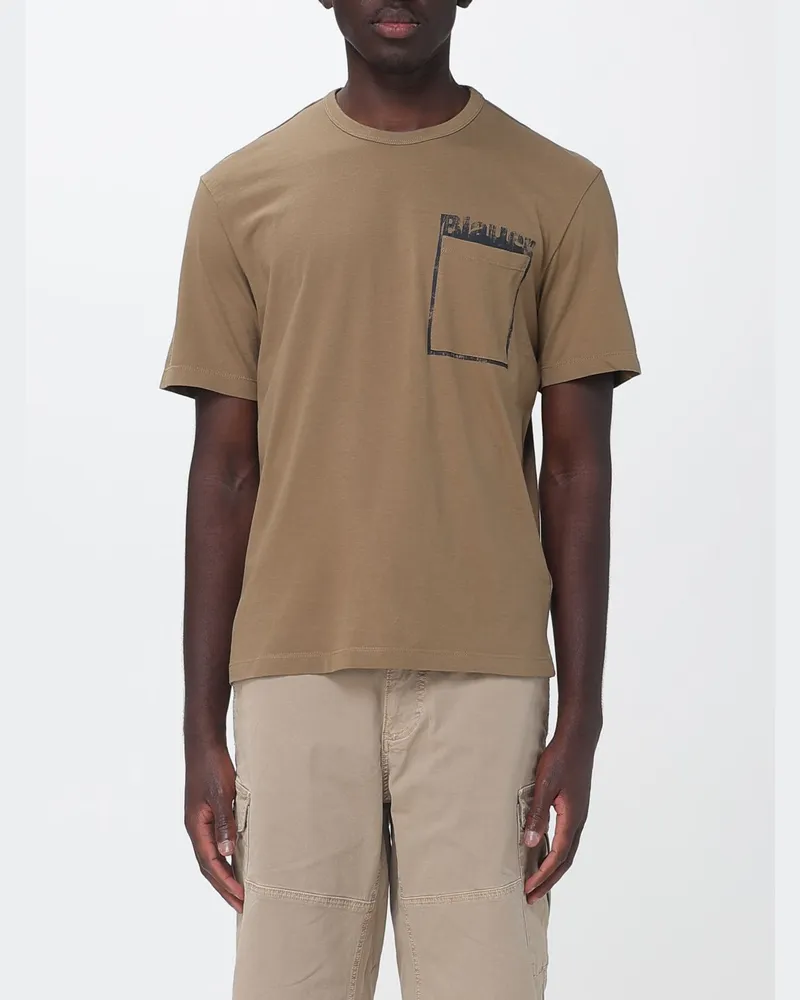 Blauer Bedrucktes Baumwoll-T-Shirt Haselnuss