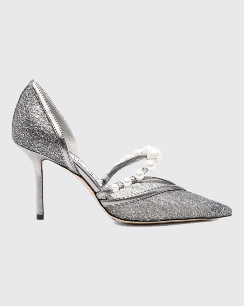 Jimmy Choo Aurelie Pumps aus Mesh mit Perlen- und Kristallverzierung Grau
