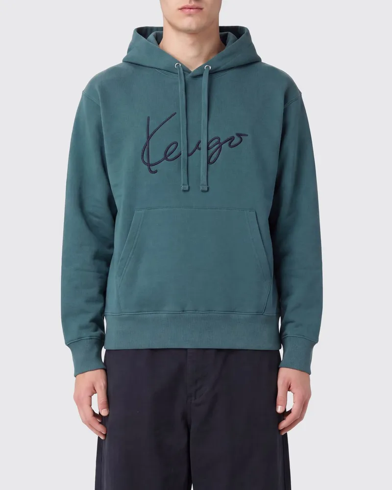 Kenzo Baumwoll-Hoodie mit Kontrastlogo Grau