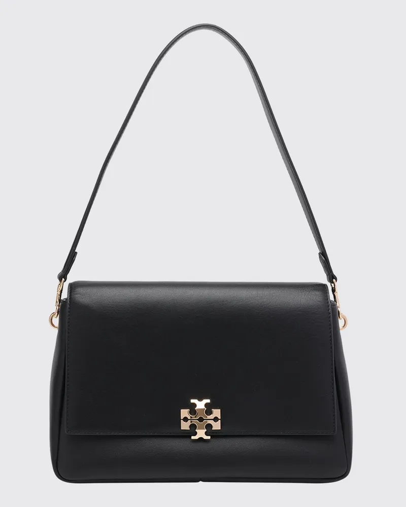 Tory Burch Charlie Schultertasche aus glattem Kalbsleder mit Double T-Logo Schwarz