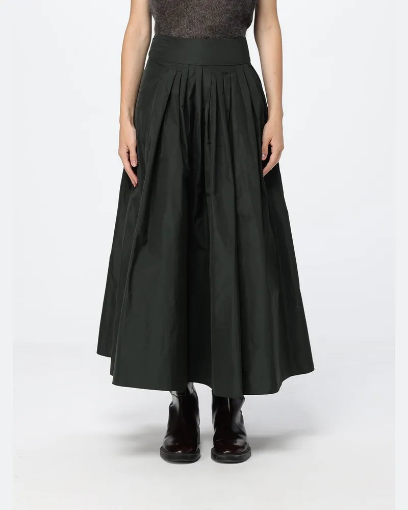 Max Mara Ausgestellter Midi-Rock aus technischem Gewebe mit hohem Bund Emerald
