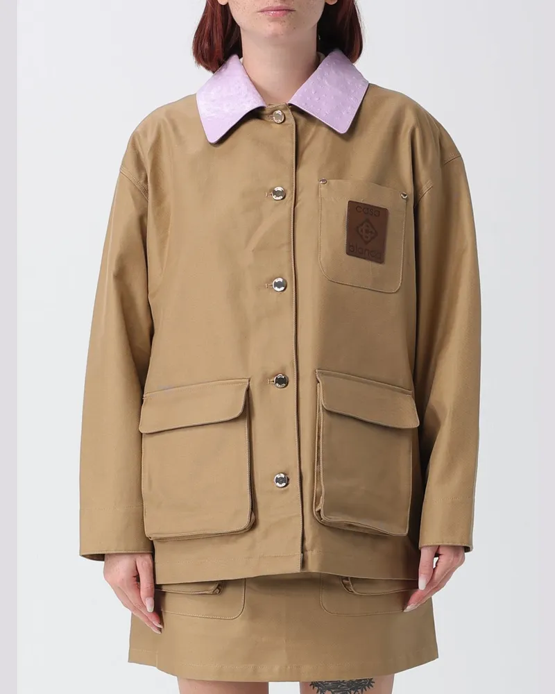 Casablanca Paris Kurze Utility-Jacke aus Baumwolle mit Relaxed Fit Beige