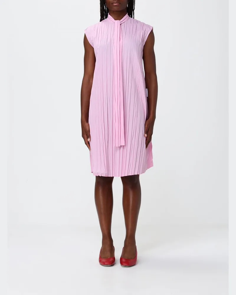 Moschino Plissiertes Mini-Kleid aus Baumwollmischung Pink