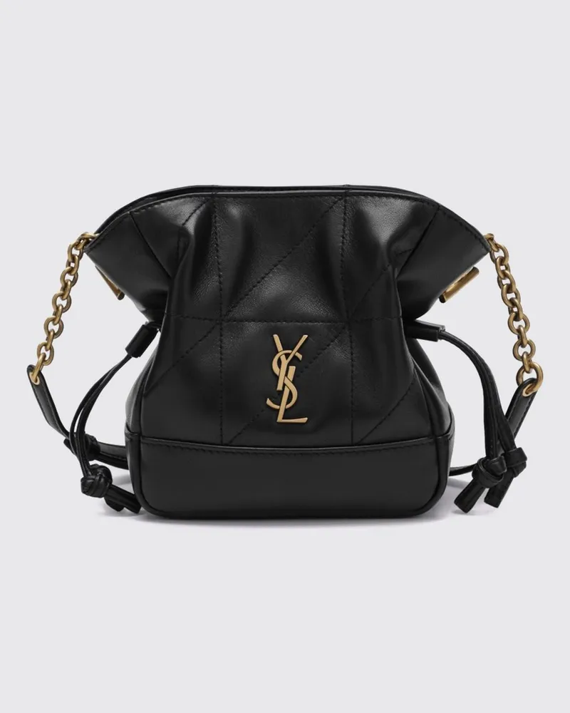 Saint Laurent Jamie Mini-Beuteltasche aus Lammleder mit YSL-Monogramm Schwarz