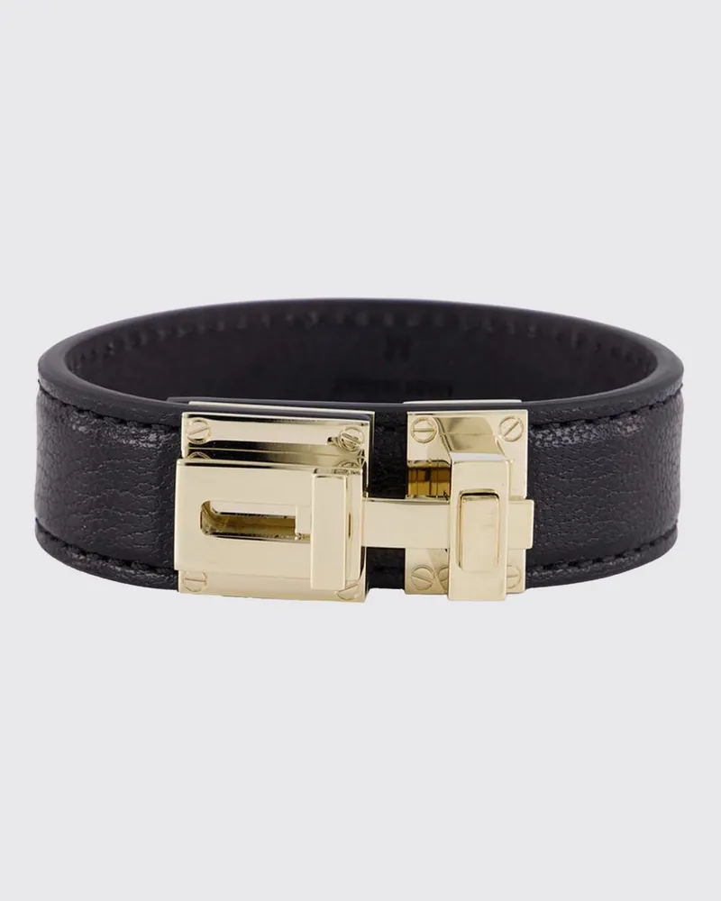 Tom Ford Armband aus Kalbsleder und Messing Schwarz