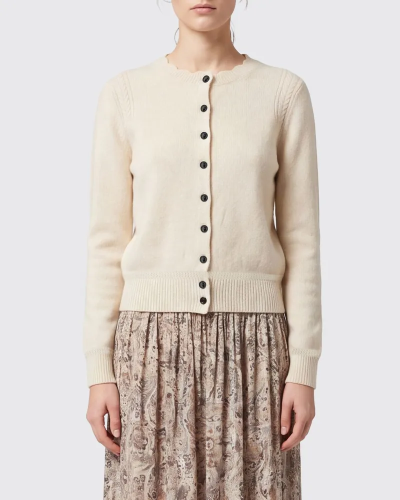 Étoile Isabel Marant Rundhals-Cardigan aus Alpaka-Wollmischung mit Knöpfen Ecru