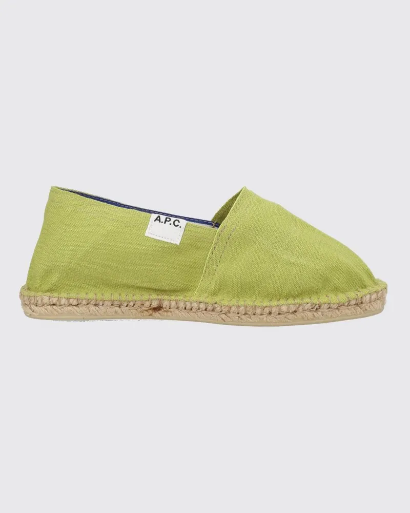 A.P.C. Baumwoll-Espadrilles mit runder Zehenkappe und niedrigem Absatz Grün