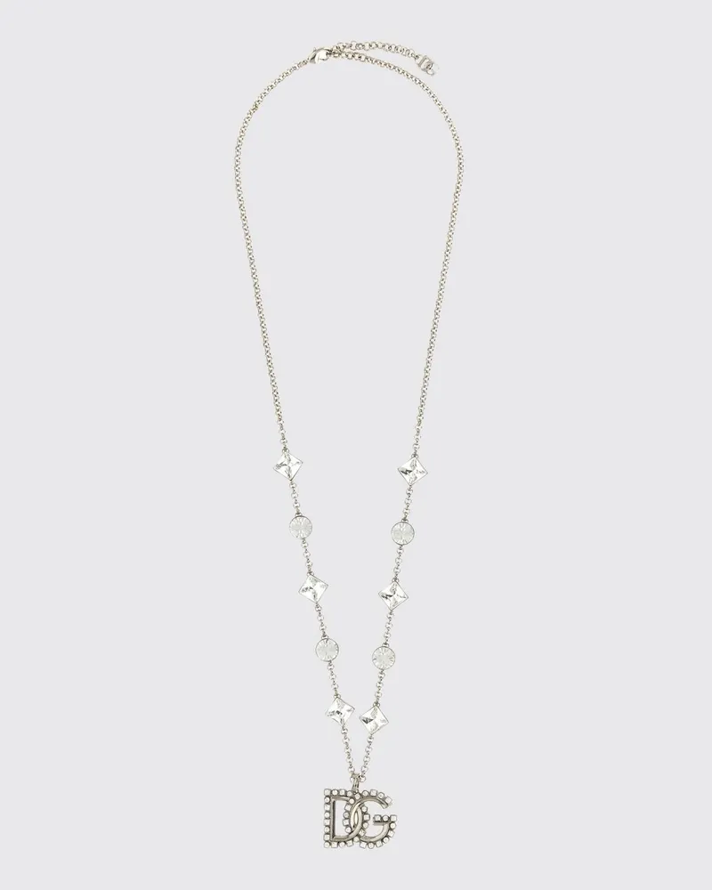 Dolce & Gabbana DOLCE  GABBANA Halskette Dolce & Gabbana mit DG-Monogramm-Anhänger und Kristallen Silber