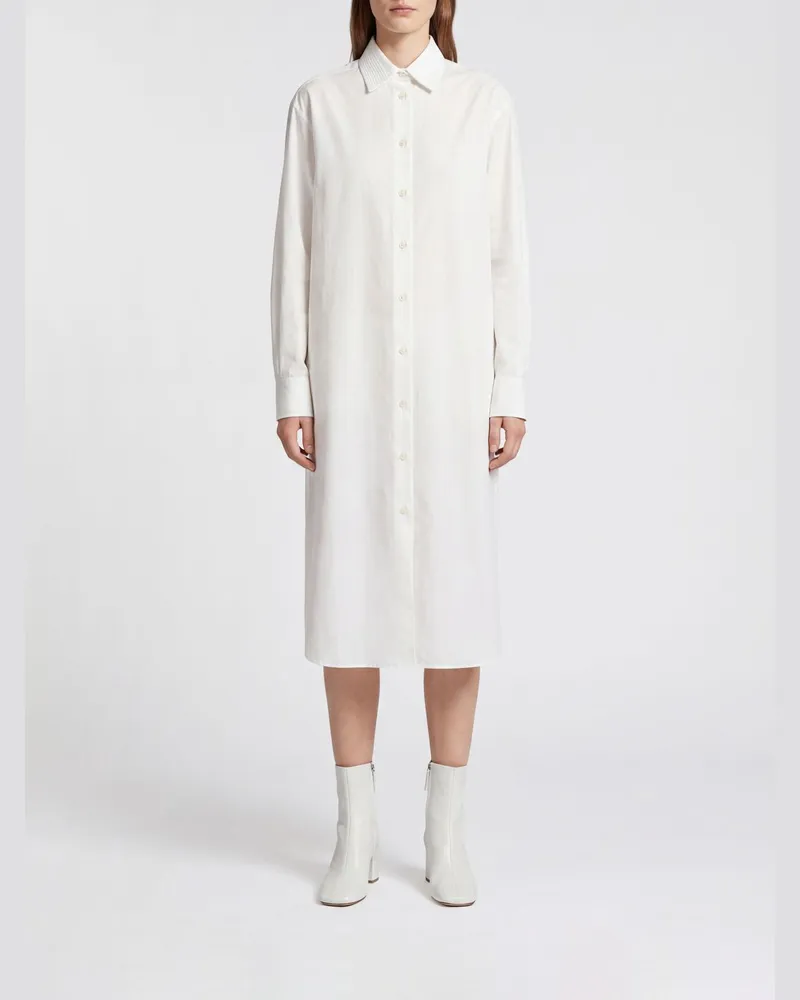 Jil Sander Midi-Hemdblusenkleid aus Baumwolle mit französischem Kragen Weiß