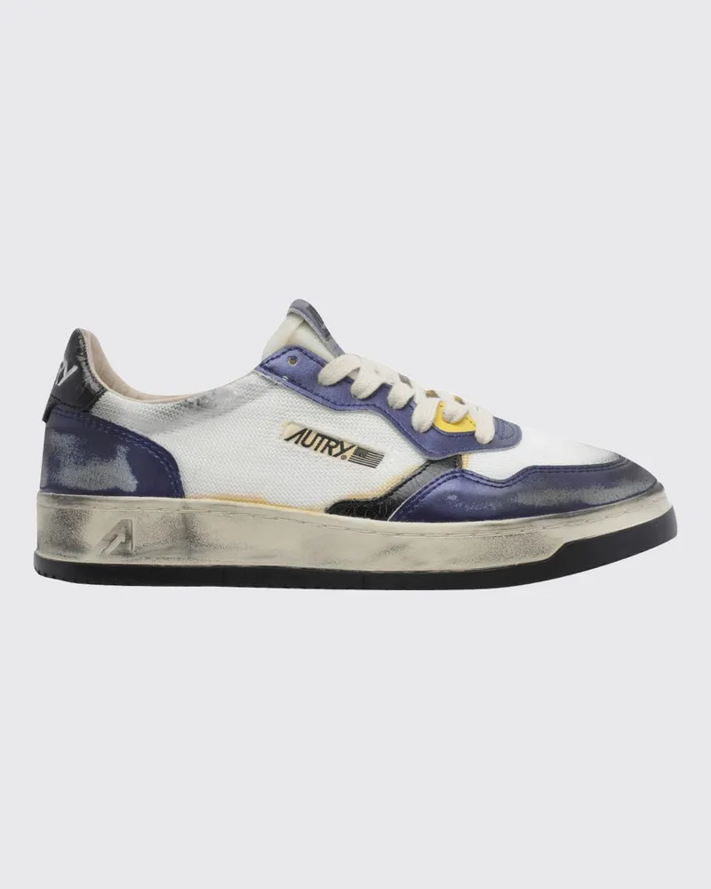 AUTRY Medalist Low Super Vintage Sneakers aus Kalbsleder mit Used-Effekt Blau