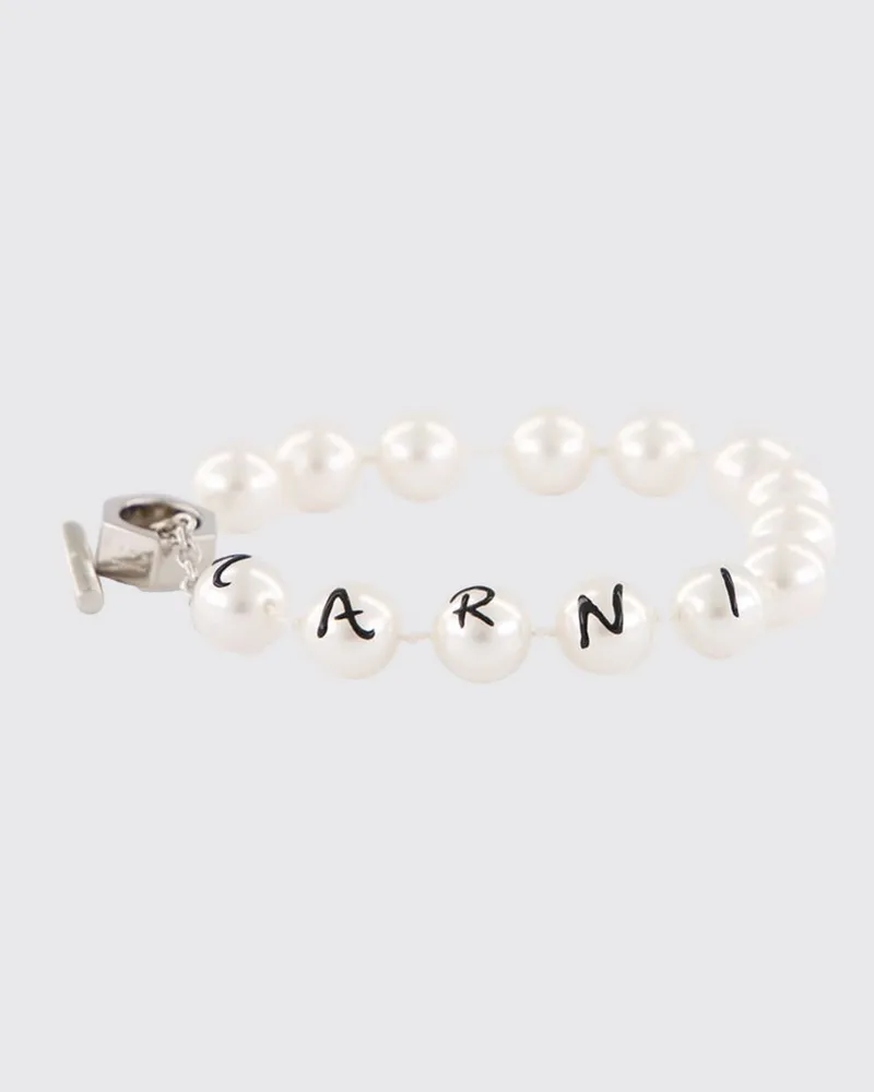 Marni Perlenarmband mit Logo Weiß
