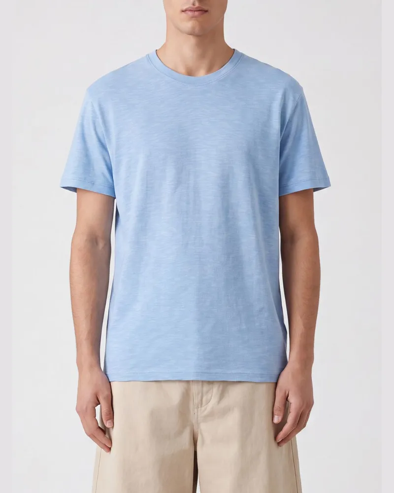 Closed Rundhals-T-Shirt aus Baumwolle mit geradem Saum und kurzen Ärmeln Hellblau
