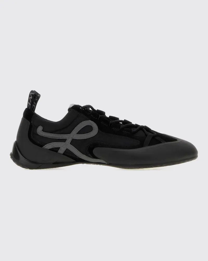 Loewe Niedrige Grip Sneakers aus Veloursleder und Nylon mit Monogramm Schwarz
